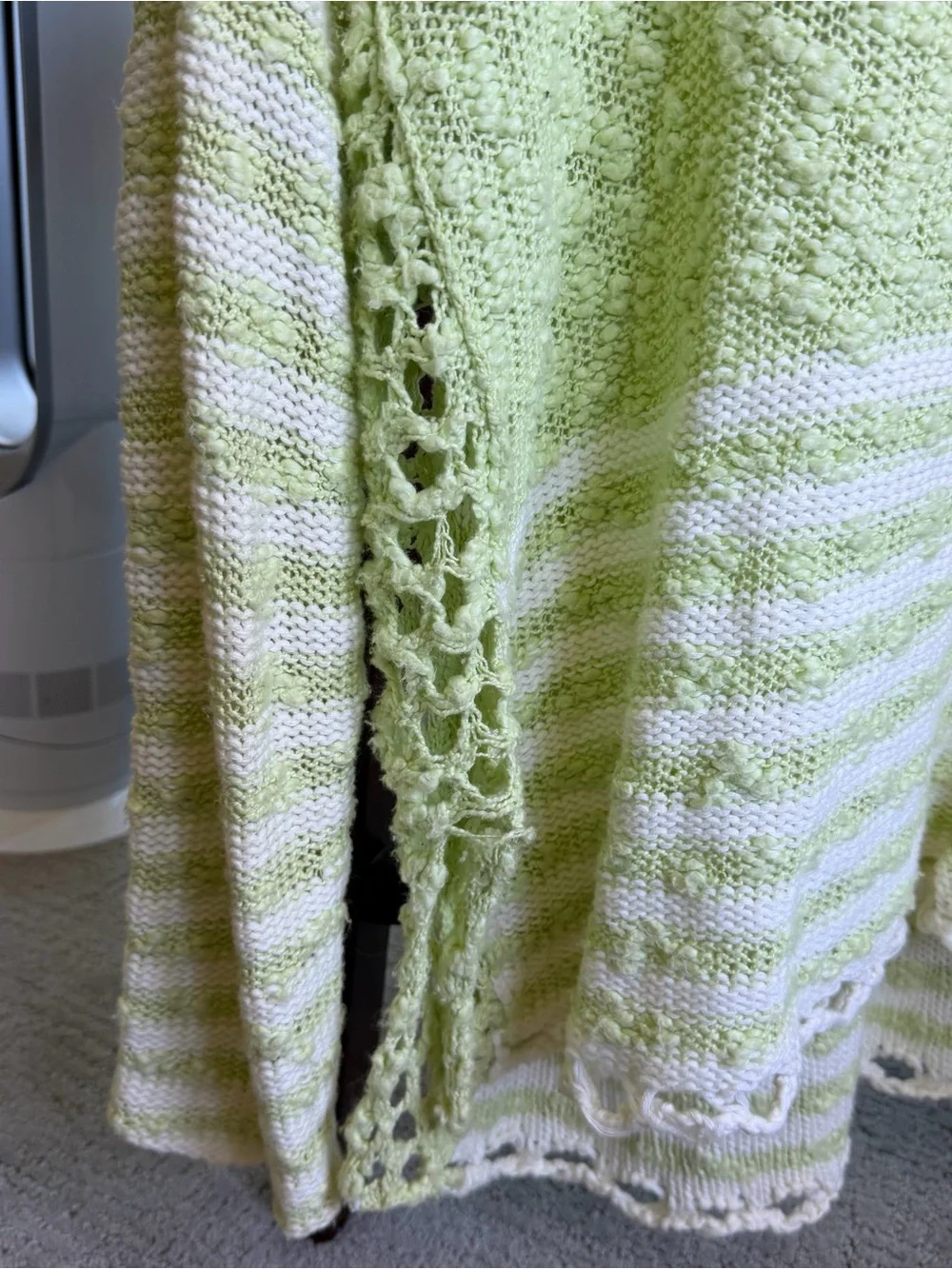 Free People Chunky Knit Sweater Small Mint Green Open Knit Cotton Blend Boho
